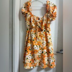 H&M Divided Orange Floral Dress Size Large